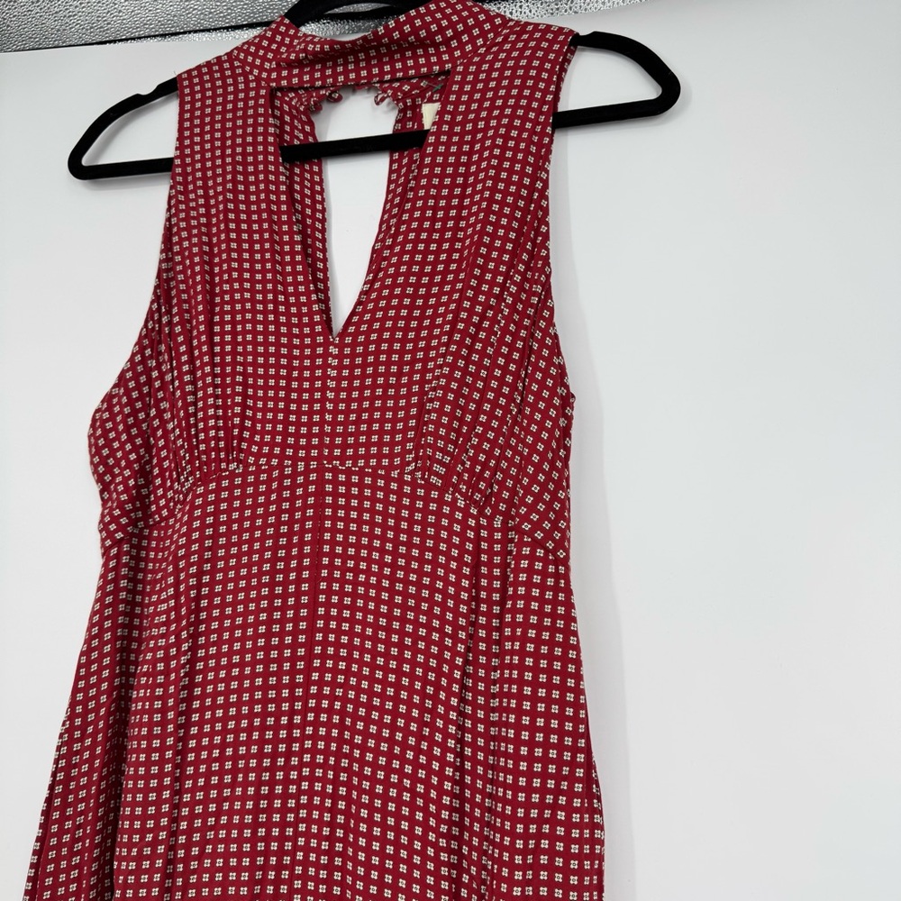 Anthropologie Red Printed Halter Wide-Leg Jumpsuit - Picture 4 of 13